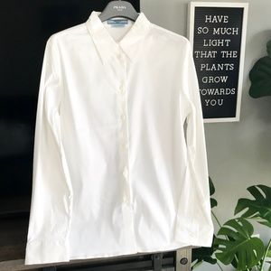 NWOT Prada White Button Down Blouse - Size 42